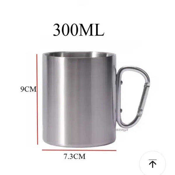 [BUNJANG] Stainless Steel Camping Mug with Carabiner Handle, 300ml / 스텐 캠핑 머그컵 카라비너 손잡이 300ml  (새상품)