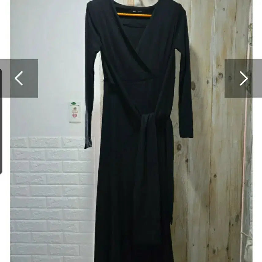 [BUNJANG] Black Wrap Style Long Dress / 랩드레스새상품