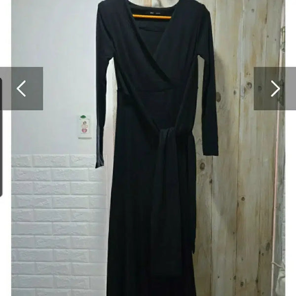 [BUNJANG] Black Wrap Style Long Dress / 랩드레스새상품
