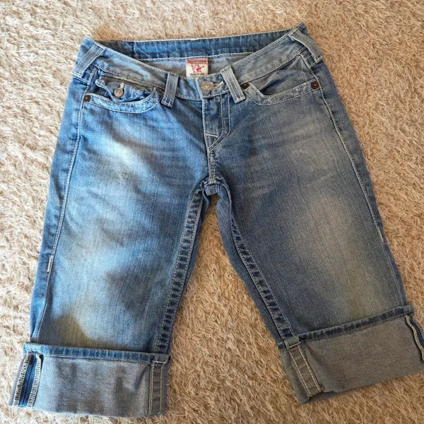 [BUNJANG] True Religion Women's Rolled Cuff Denim Pants / 트루릴리전 여성 롤업 데님 팬츠