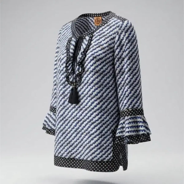 [BUNJANG] Tory Burch Pattern Silk Blouse Women's Size 2 / 여성 2사이즈/ 토리버치 패턴 실크 블라우스