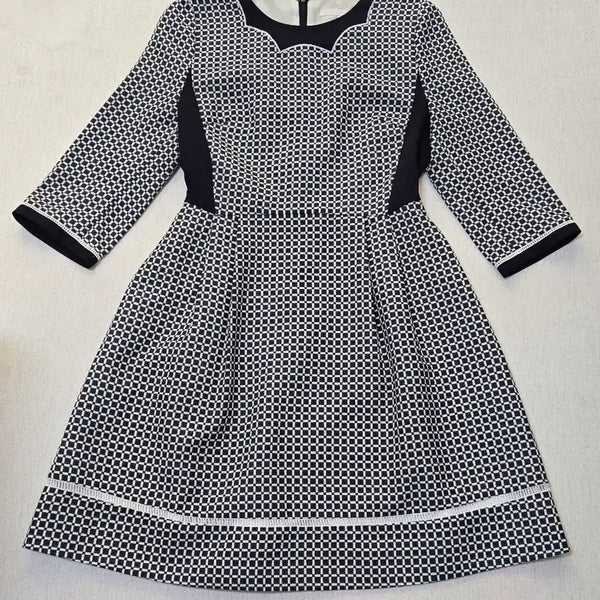 [BUNJANG] Olive des Olive Navy Check 7/8 Sleeve Mini Dress / 올리브데올리브 체크 패턴 네이비 칠부 원피스 1 사이즈 85