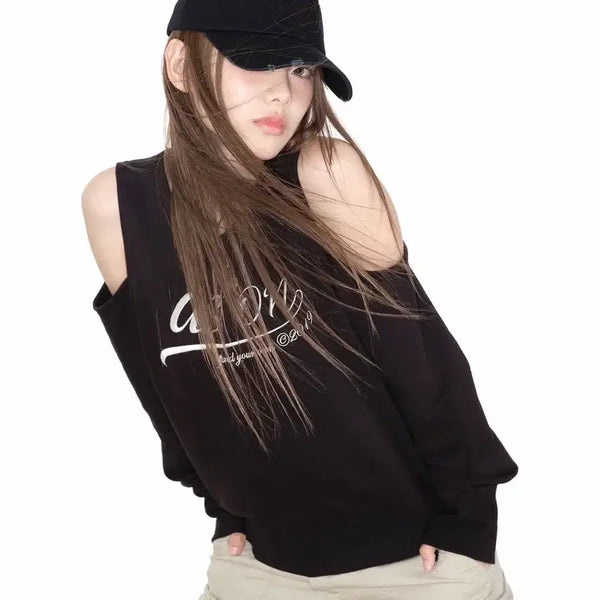 [BUNJANG] AZONN Kate Hole Sweatshirt - Grey / 애즈온 케이트 홀 스웻셔츠 - 그레이
