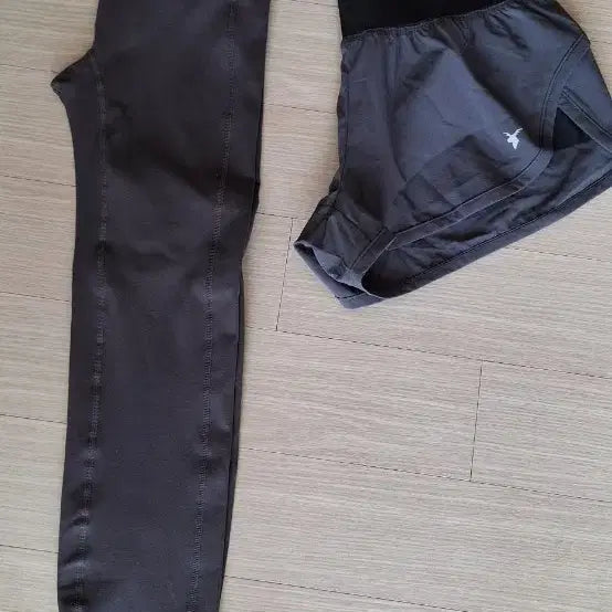 [BUNJANG] Leggings and Shorts Set (Charcoal) / 레깅스 반바지 세트 (차콜)