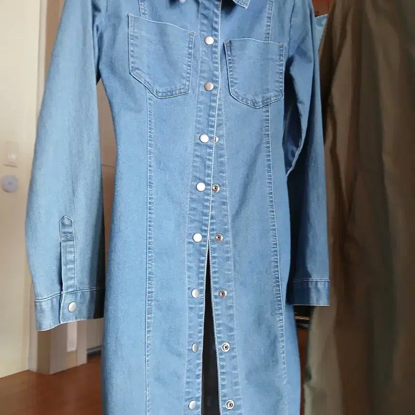 [BUNJANG] Denim Long Shirt Dress / 청 데님 롱 셔츠 원피스