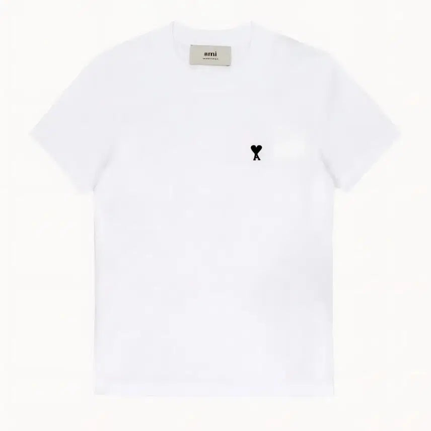 [BUNJANG] Ami White Short Sleeve T-Shirt with Black Heart Wappen / 한정수량) 아미 화이트색상  하트블랙와펜 반팔티/