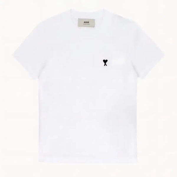 [BUNJANG] Ami White Short Sleeve T-Shirt with Black Heart Wappen / 한정수량) 아미 화이트색상  하트블랙와펜 반팔티/