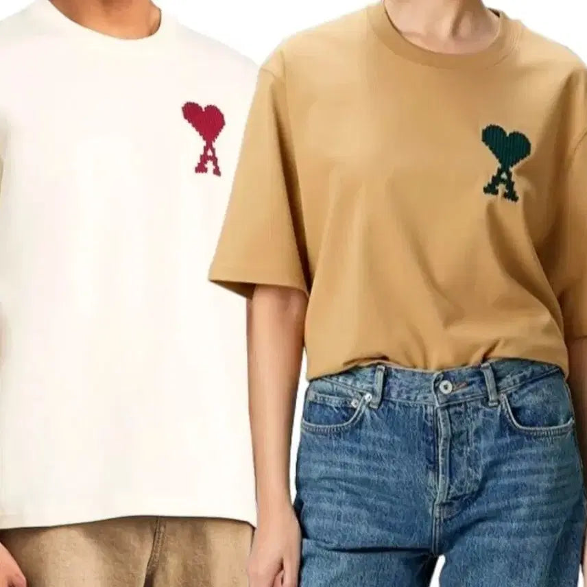 [BUNJANG] AMI Paris AMI de Coeur Big Logo T-Shirt (Beige / Ivory) / 초특가/무료배송>아미 드 꾀흐 빅로고 반팔티 (베이지 / 아이보리)
