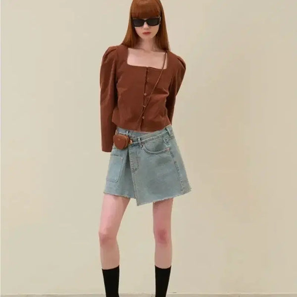 [BUNJANG] Maron Edition Corduroy Blouse (Brown, Free Size) / 마론에디션 코듀로이 블라우스(브라운/Free)