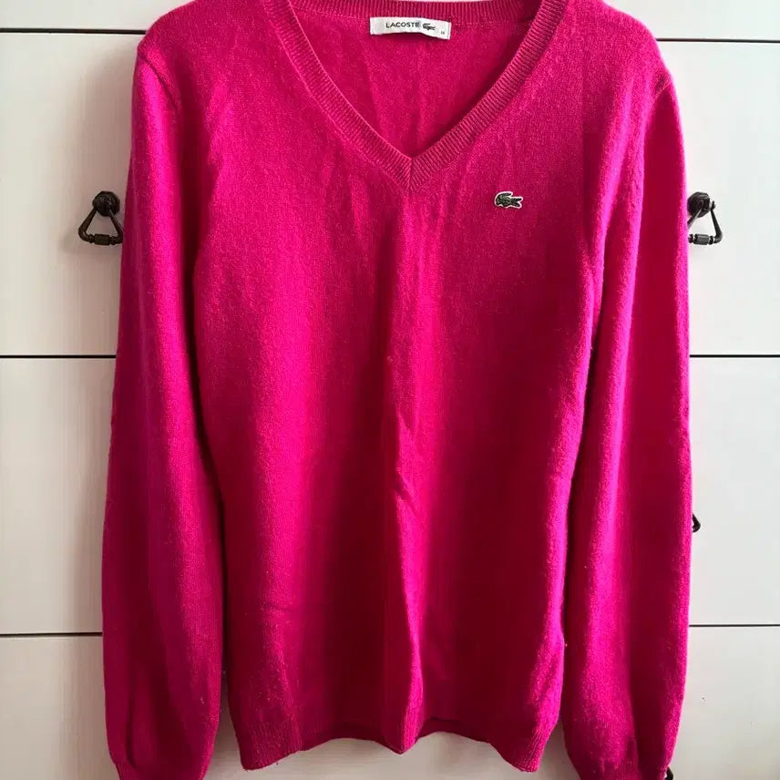 [BUNJANG] Lacoste Magenta Cashmere Knit / 라코스테 마젠타컬러 캐시미어 니트