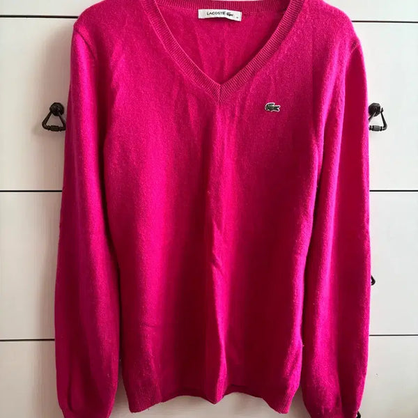 [BUNJANG] Lacoste Magenta Cashmere Knit / 라코스테 마젠타컬러 캐시미어 니트