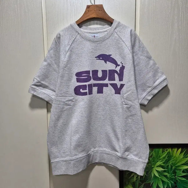 [BUNJANG] SUN CITY Short Sleeve Sweatshirt T-Shirt Grey / (세일)(새상품)썬시티 반팔 맨투맨 티셔츠 회색