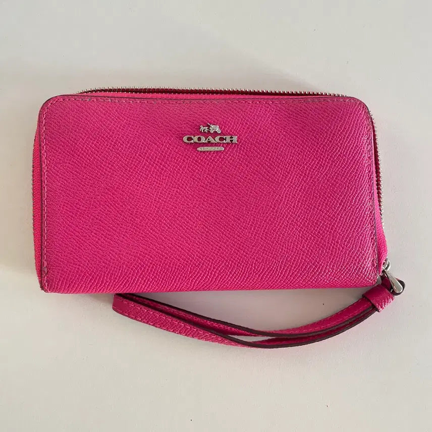 [BUNJANG] Coach Pink Zip Card Holder / 코치 핑크색 지퍼 카드지갑