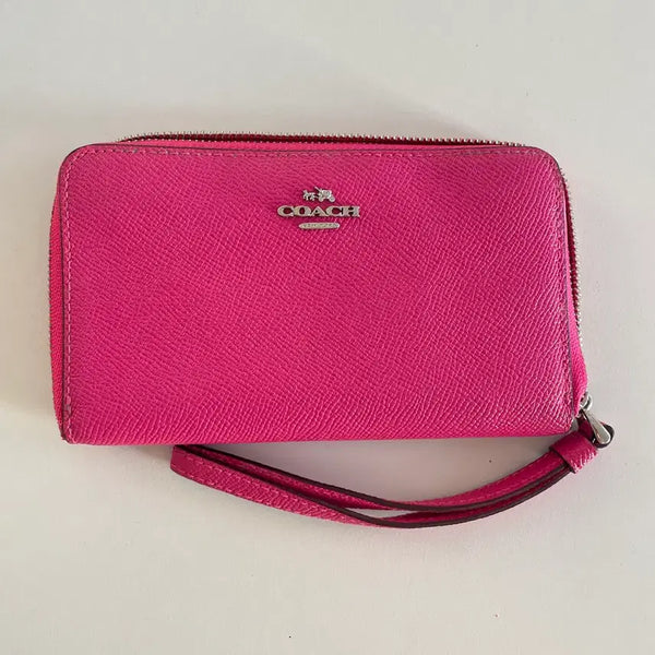 [BUNJANG] Coach Pink Zip Card Holder / 코치 핑크색 지퍼 카드지갑