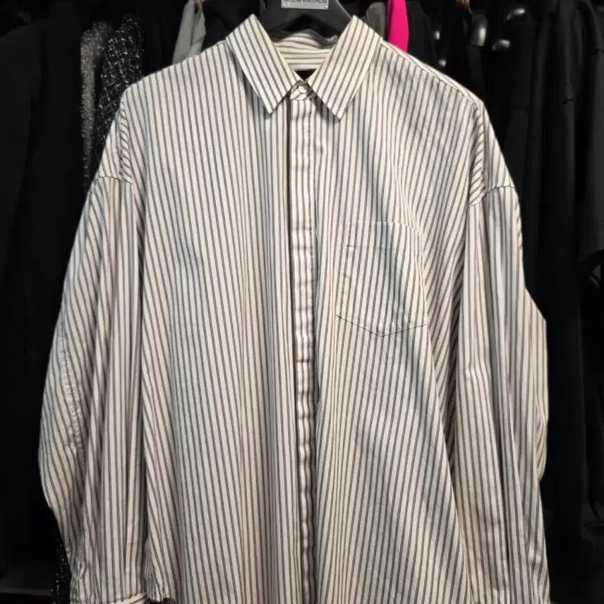 [BUNJANG] Juun.J 21SS Brown Stripe Shirt / 준지 21ss 브라운 스트라이프 셔츠 50