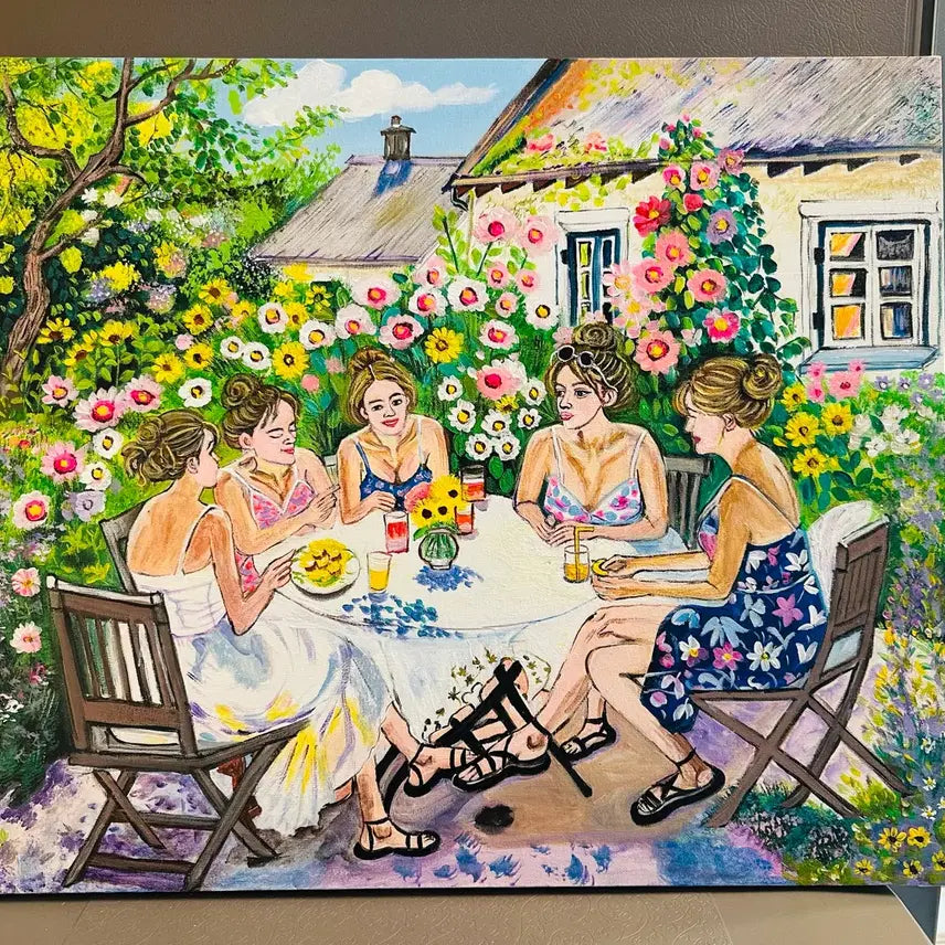 [BUNJANG] Acrylic Painting on Canvas: Women's Tea Gathering in the Garden / 정원 여자들 모임 (아크릴화캔버스)