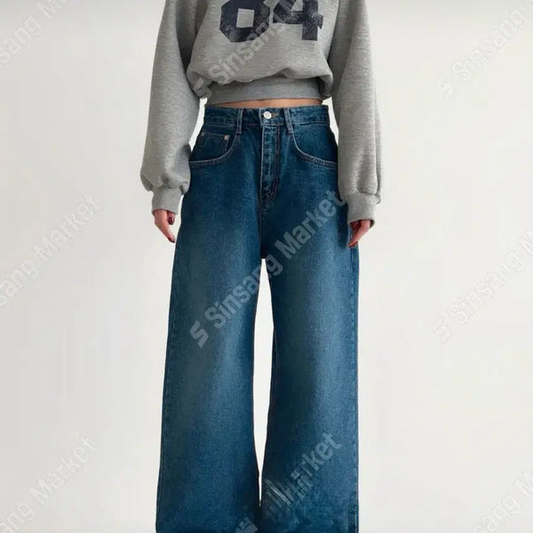 [BUNJANG] Wide Leg Denim Jeans (M) / 와이드 데님 청바지 새상품