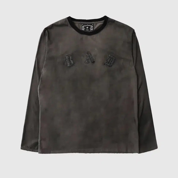 [BUNJANG] Badblood Cosmo Patch Ringer Long Sleeve Charcoal / 배드블러드 코스모 배드 패치 링거 롱슬리브 차콜