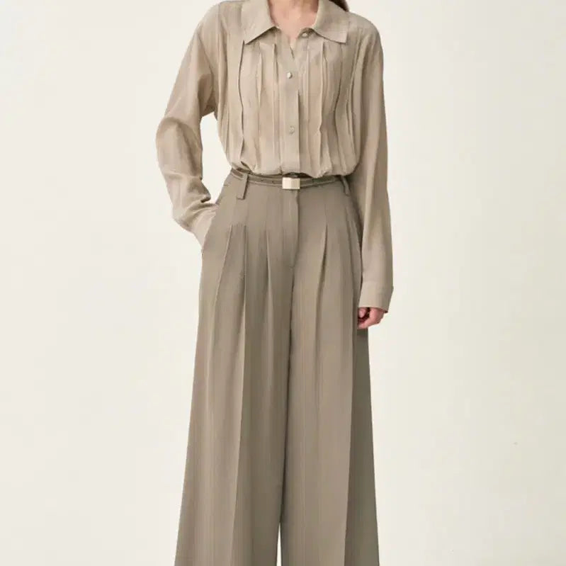 [BUNJANG] TheCashmere Silk Pleats Unbalance Hem Shirt / 더캐시미어 실크 플리츠 언밸런스 헴 셔츠