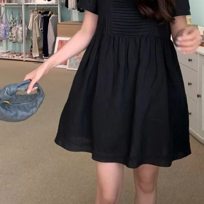 [BUNJANG] Lietle Lace Linen Black Dress / 리에뜨 레이스 린넨 블랙 원피스