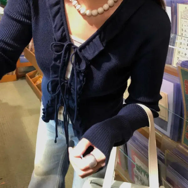 [BUNJANG] Made Frill Wrinkle Cardigan / 메이드 프릴 링클가디건