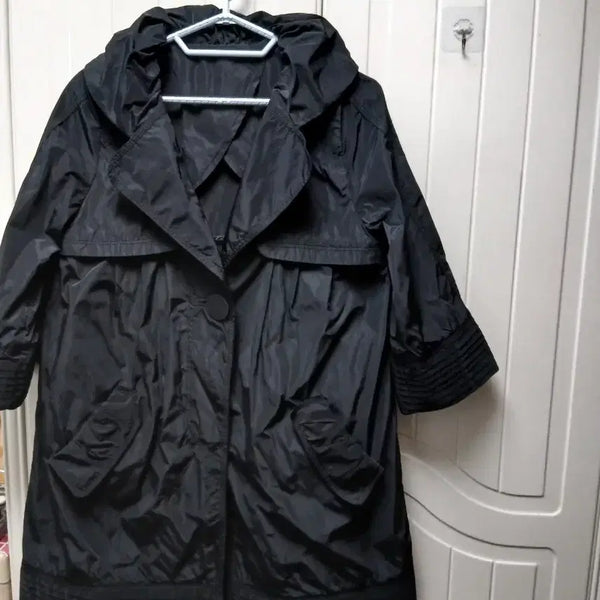 [BUNJANG] Black Women's Half Coat Transitional Outerwear / 블랙 여성 하프 코트 간절기 아우터