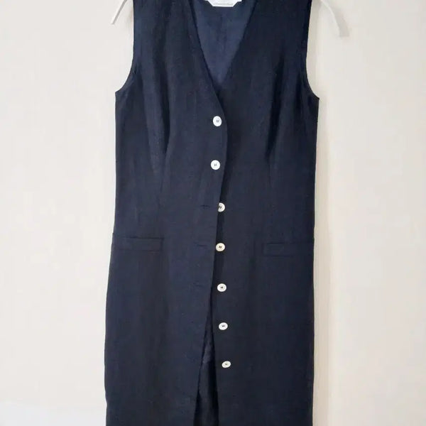 [BUNJANG] Max Mara 100% Linen Vest Navy Size 44 / 막스마라 린넨100 조끼 44사이즈