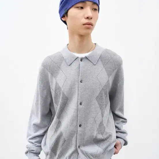[BUNJANG] Afterpray 26ss Argyle Knit Cardigan / 애프터프레이 26ss 아가일 니트 가디건 팝니다