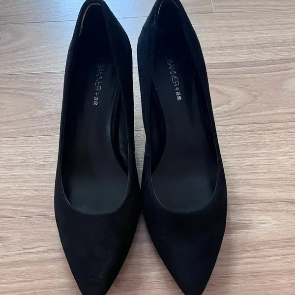 [BUNJANG] C.BANNER Black Suede Leather Heels 235mm / (거의 새상품)C.BANNER 양가죽 블랙 스웨이드 힐 235mm