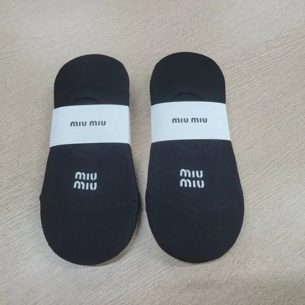 [BUNJANG] Miu Miu Women's Black Ankle Socks - 10 Pairs / 미우미우 여자 블랙 덧신 양말 10켤레