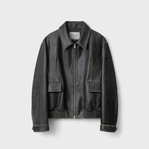 [BUNJANG] Belier Diagonal Leather Blouson - Vintage Gray / 105)벨리에 다이에그널 레더 블루종 - 빈티지 그레이 판매