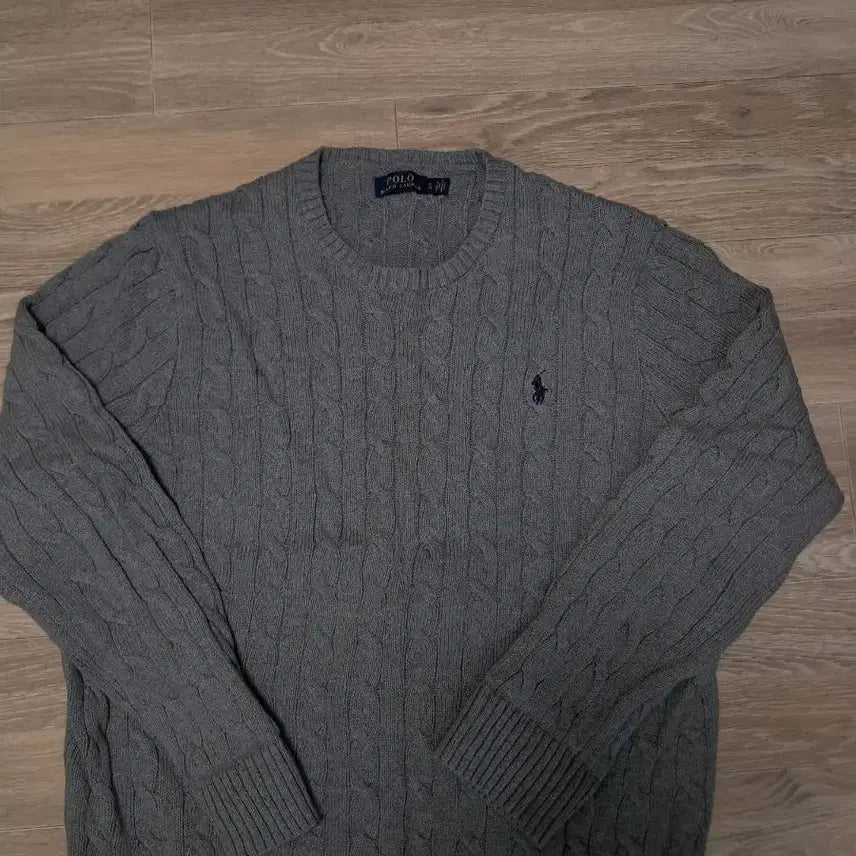 [BUNJANG] Polo Ralph Lauren Cable Knit Sweater Grey XL / 폴로 랄프로렌 케이블 니트 그레이 XL