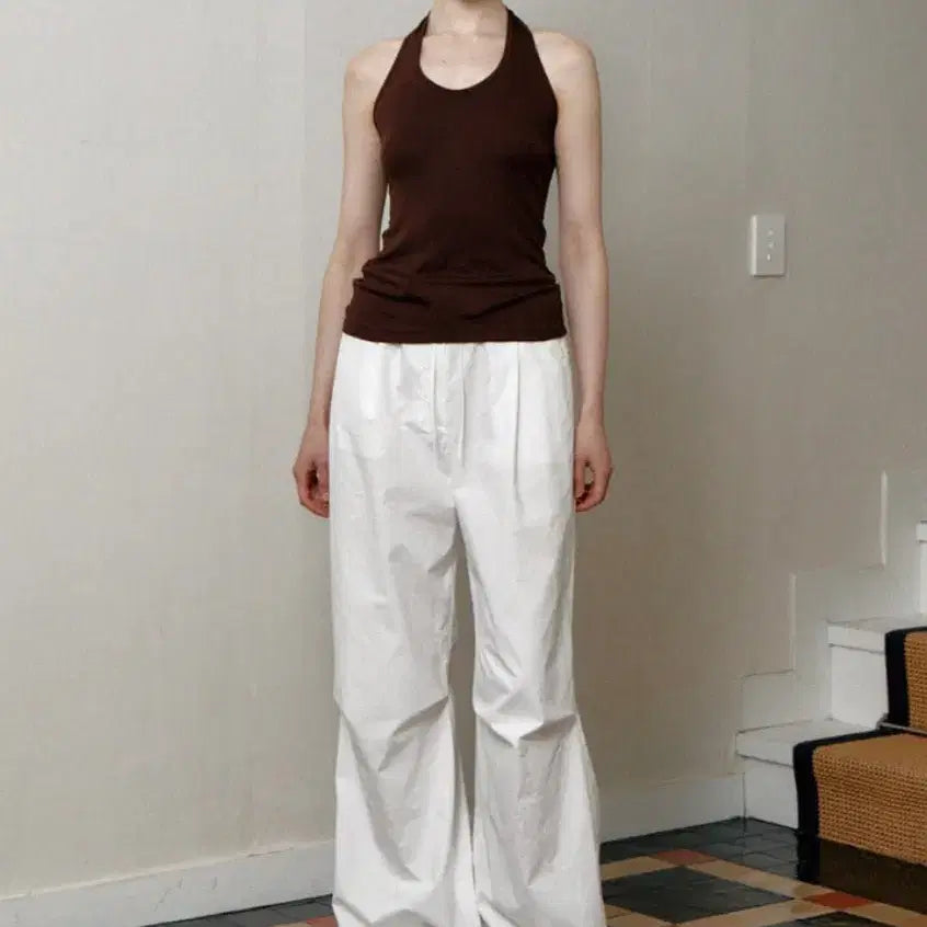 [BUNJANG] Cotton Parachute Pants (White) / 코튼 파라슈트 팬츠(화이트)