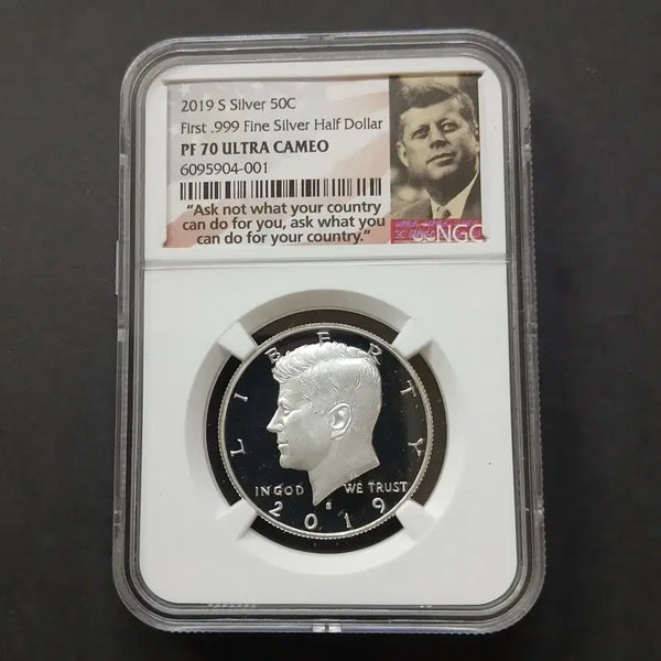 [BUNJANG] 2019 Kennedy Half Dollar PF70 UC 99.9% Silver Proof Coin / (초년)유일한 "실버99.9" 2019 케네디 하프달러 PF70 은화