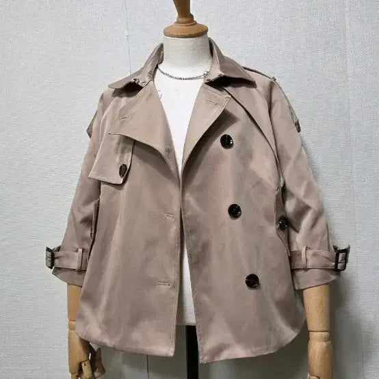 [BUNJANG] MIUCO Beige Half Trench Coat Jacket / MIUCO 베이지 하프 트렌치코트 자켓