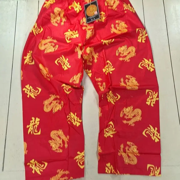 [BUNJANG] Domestic Men's 9-Part Cotton Pajama Pants Red Dragon Print Size 95 / 새상품 국산 남성 9부 순면파자마 바지 95호 레드 용나염