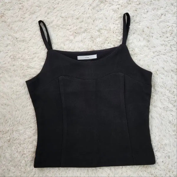 [BUNJANG] HAWA Atelier Square Neck Sleeveless Top Black S / HAWA 아뜰리에 스퀘어넥 슬리브리스 나시 블랙 S