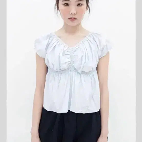 [BUNJANG] After Monday Shop Fairy White Shirring Blouse / 에프터먼데이 샵페어리 화이트 셔링블라우스
