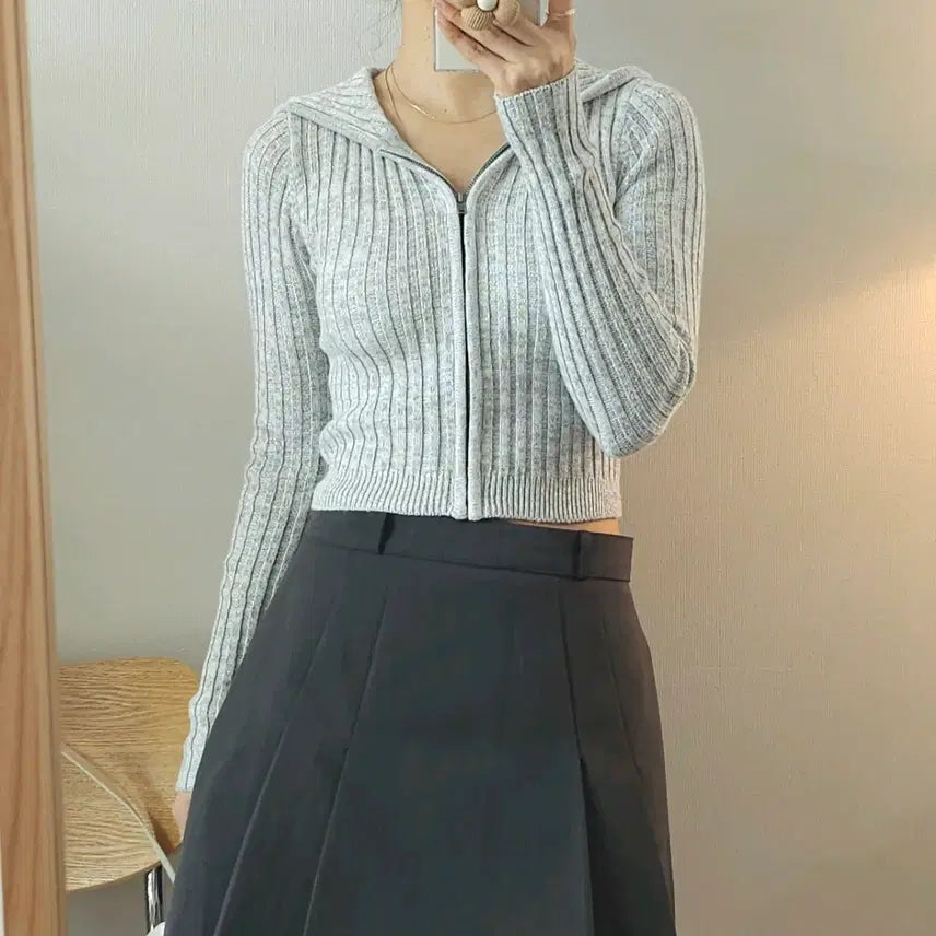 [BUNJANG] Aeropostale Women's Hooded Knit Short Cardigan (XS) / (XS)에어로포스테일 여성 후드 집업 니트 숏 가디건 J11W3013