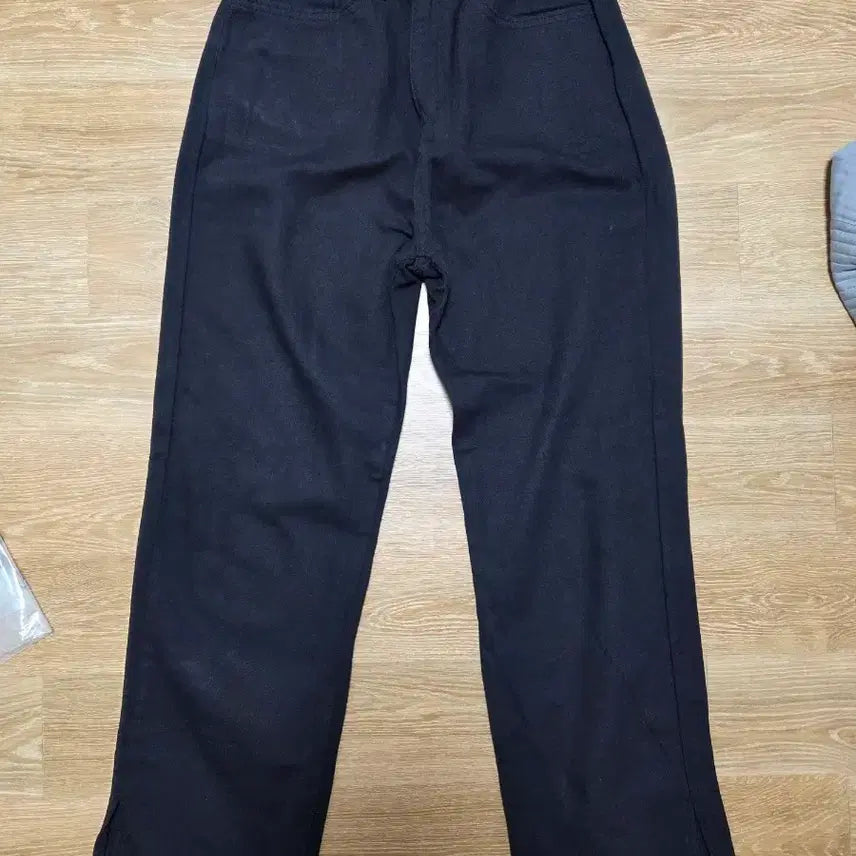 [BUNJANG] Black Cotton Straight Leg Pants / 블랙 면일자바지