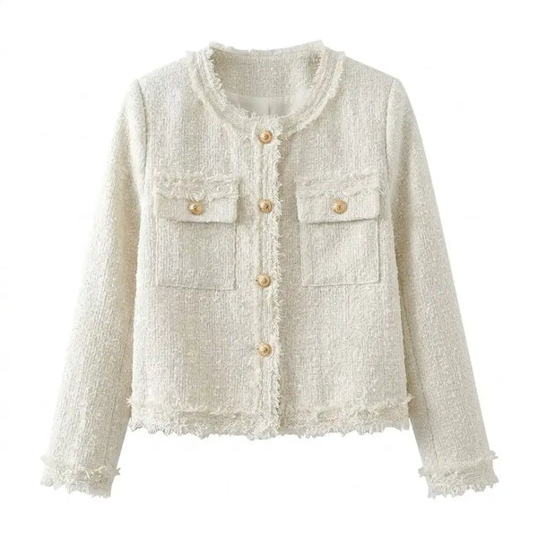[BUNJANG] Ivory Tweed Jacket / [새상품/당일발송] 노카라 트위드 봄 가을 자켓 아이보리