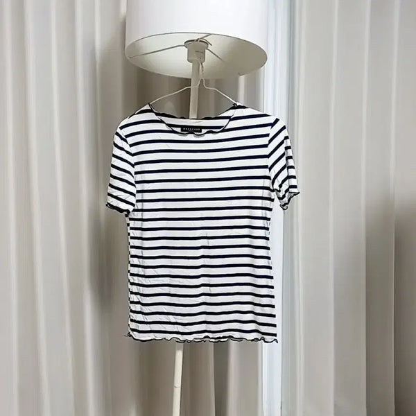 [BUNJANG] Striped Short Sleeve T-Shirt (New) / (새상품)  스트라이프 반팔 티셔츠55~66