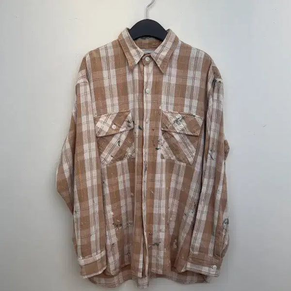 [BUNJANG] Bowwow Painted Flannel Shirt Beige Check / bowwow 페인트 플란넬 셔츠M