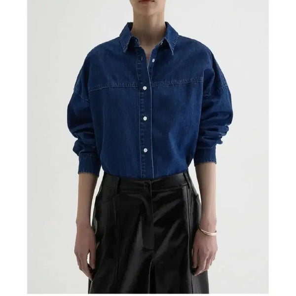 [BUNJANG] 45th Street Dark Wash Denim Shirt, Size S / 45번가 오버 데님 셔츠 - 진청, S