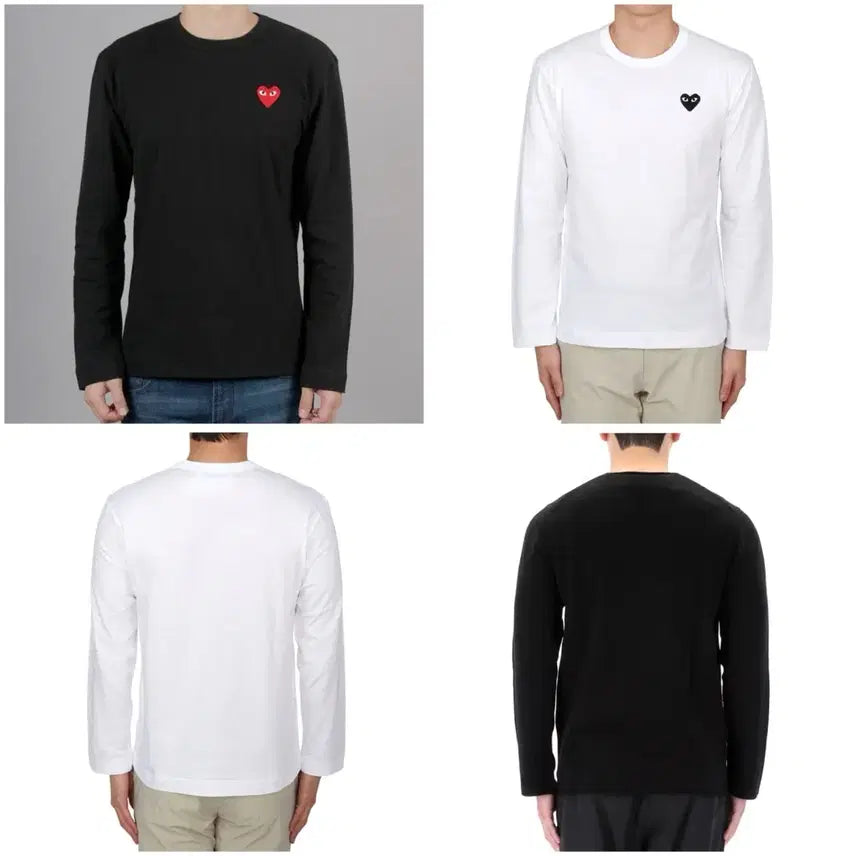 [BUNJANG] Comme des Garcons Heart Long Sleeve T-shirt / 무배 정품/새상품 꼼데가르송 하트 긴팔 티셔츠 롱슬리브 블랙/화이트
