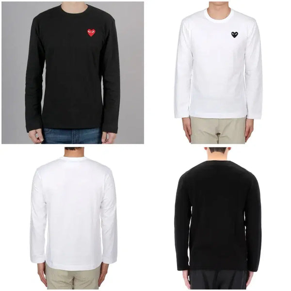 [BUNJANG] Comme des Garcons Heart Long Sleeve T-shirt / 무배 정품/새상품 꼼데가르송 하트 긴팔 티셔츠 롱슬리브 블랙/화이트