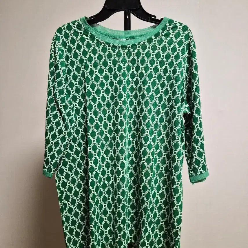 [BUNJANG] Green Pattern Short-Sleeve T-Shirt XL / (새상품)그린 패턴 여성 반팔티셔츠 XL