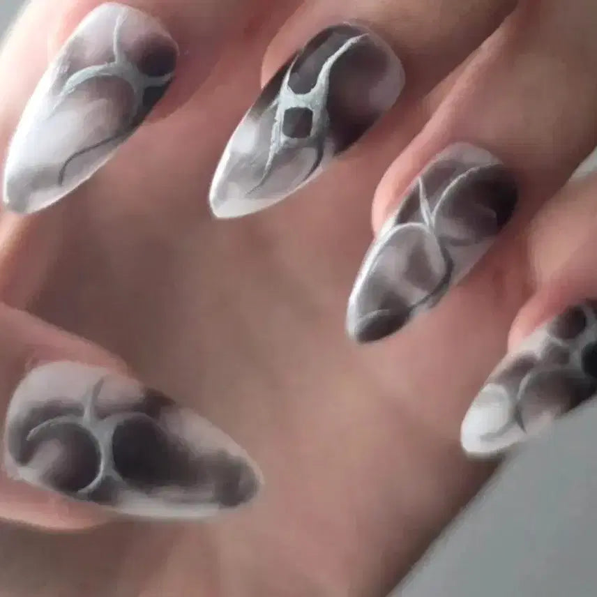 [BUNJANG] Y2K Black Marble 2 Handmade Nail Tips / [Y2K_블랙마블2_수제네일팁] #상점소개글 필독 :)