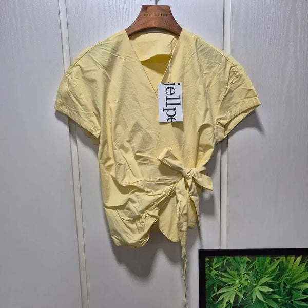 [BUNJANG] Jellpe Yellow Wrap Blouse / (세일)(새상품)jellpe 옐로우 랩 블라우스