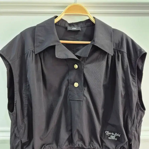[BUNJANG] O'2nd Black Short Sleeve Blouse / 오즈세컨 블랙 반팔 블라우스
